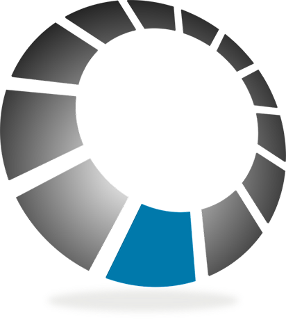 a circle of squres with all but one filled in with a different color to represent where in the process they are