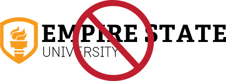 Empire State University logo with line crossing out wrong font choices