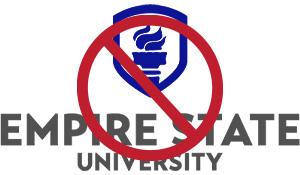 Empire State University logo with line crossing out wrong colors