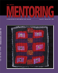 fabric, organza, copper, netting, washers, hand and machine stitched
cover All About Mentoring Winter 2013-14 issue 44