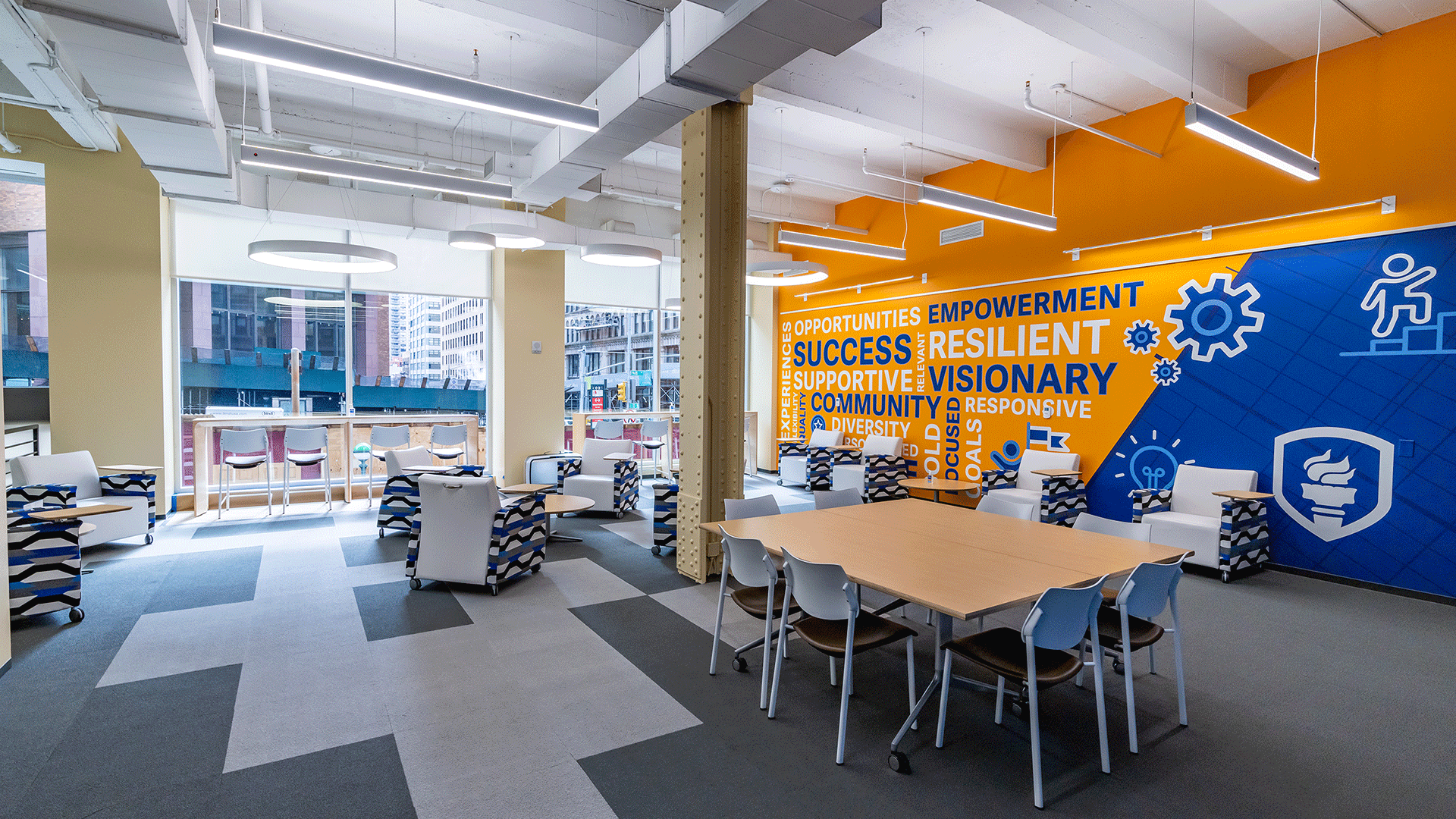 Teams background of a conference room inside the manhattan location of suny empire